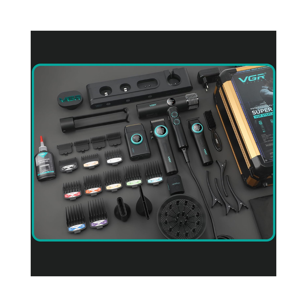 VGR STEPLESS PRO 4 IN 1 - PROFESSIONAL BARBER COMBO VGR